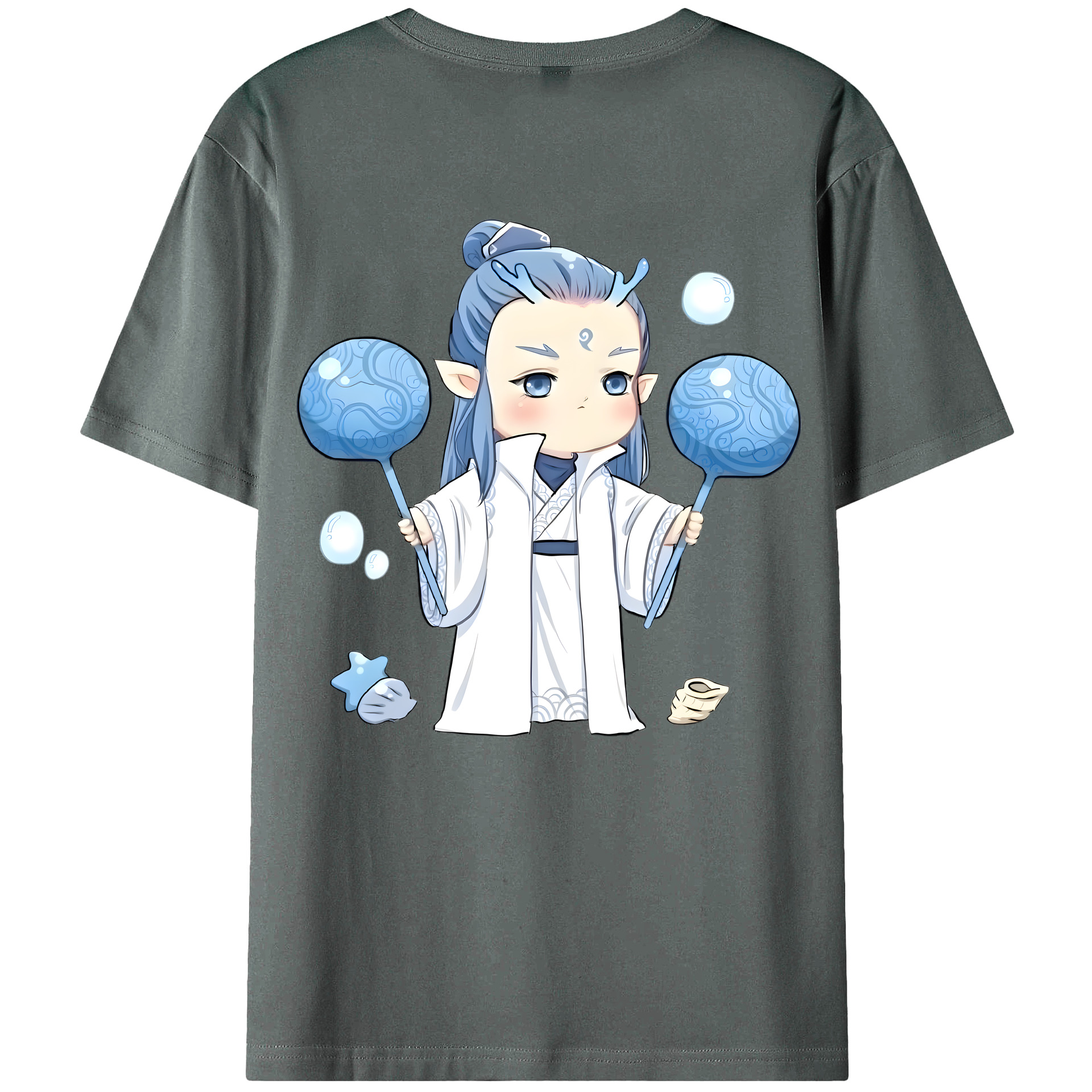 （画像用） Ne Zha 2 ナタ 魔童の大暴れ 綿100％ メンズ半袖Tシャツ（バックプリント） 通気性